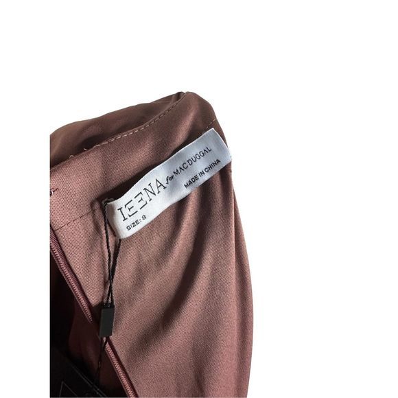 Mac Duggal Ieena High Neckline Mauve Long Sleeve Puff Shoulder Midi Dress 8 NWT - Picture 7 of 12